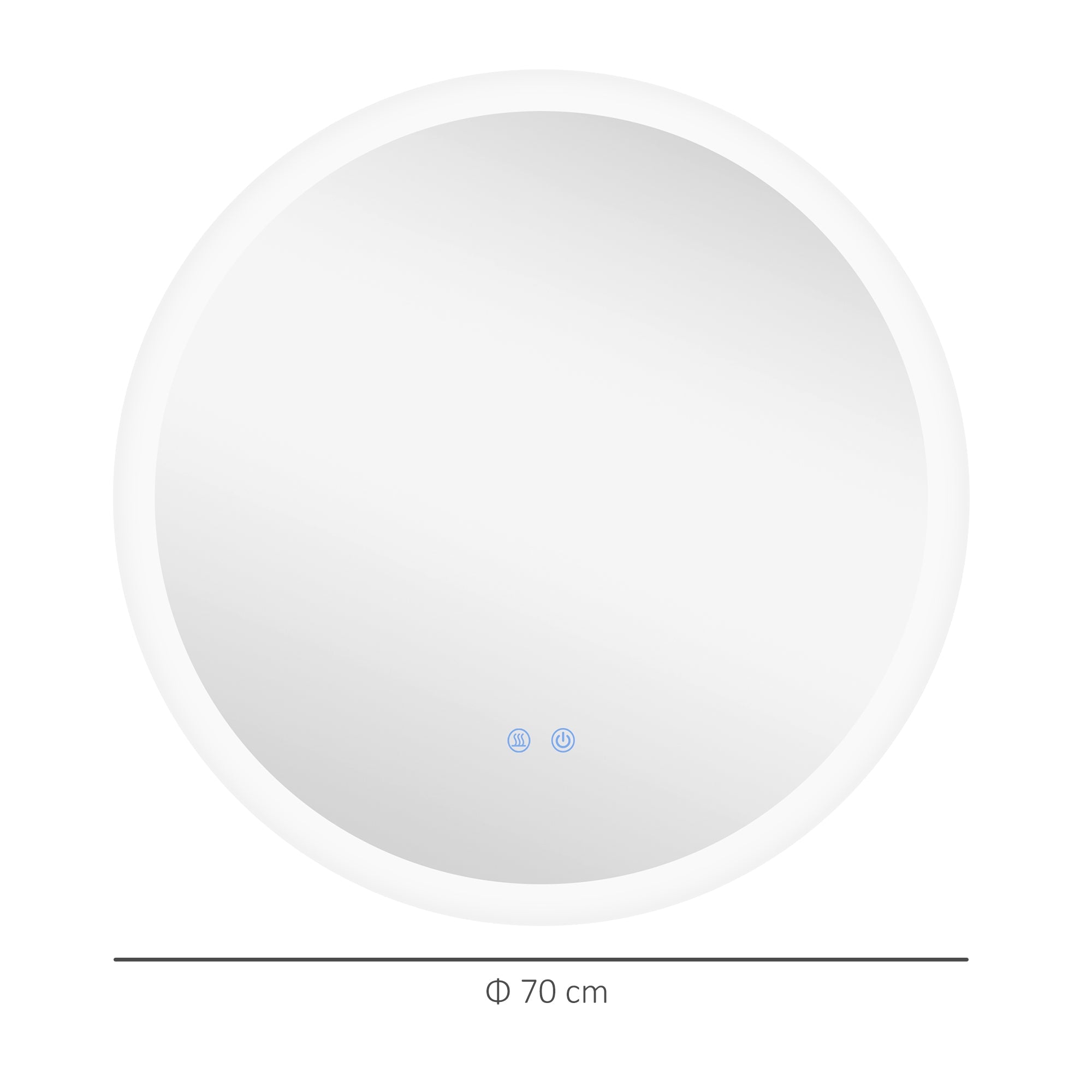 kleankin Round Bathroom Mirror with LED Lights, Wall-Mounted Dimmable Makeup Mirror with 3 Temperature Colours, Defogging Film, Memory Function, Hardwired, 70 x 70Â cm
